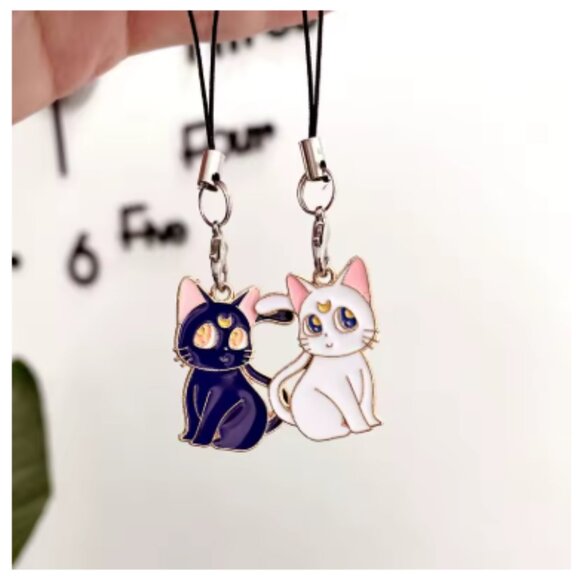 2pcs Sailor Moon Luna and Artemis Phone, Key Charms, Keychain, Bag Decoration - Picture 1 of 4